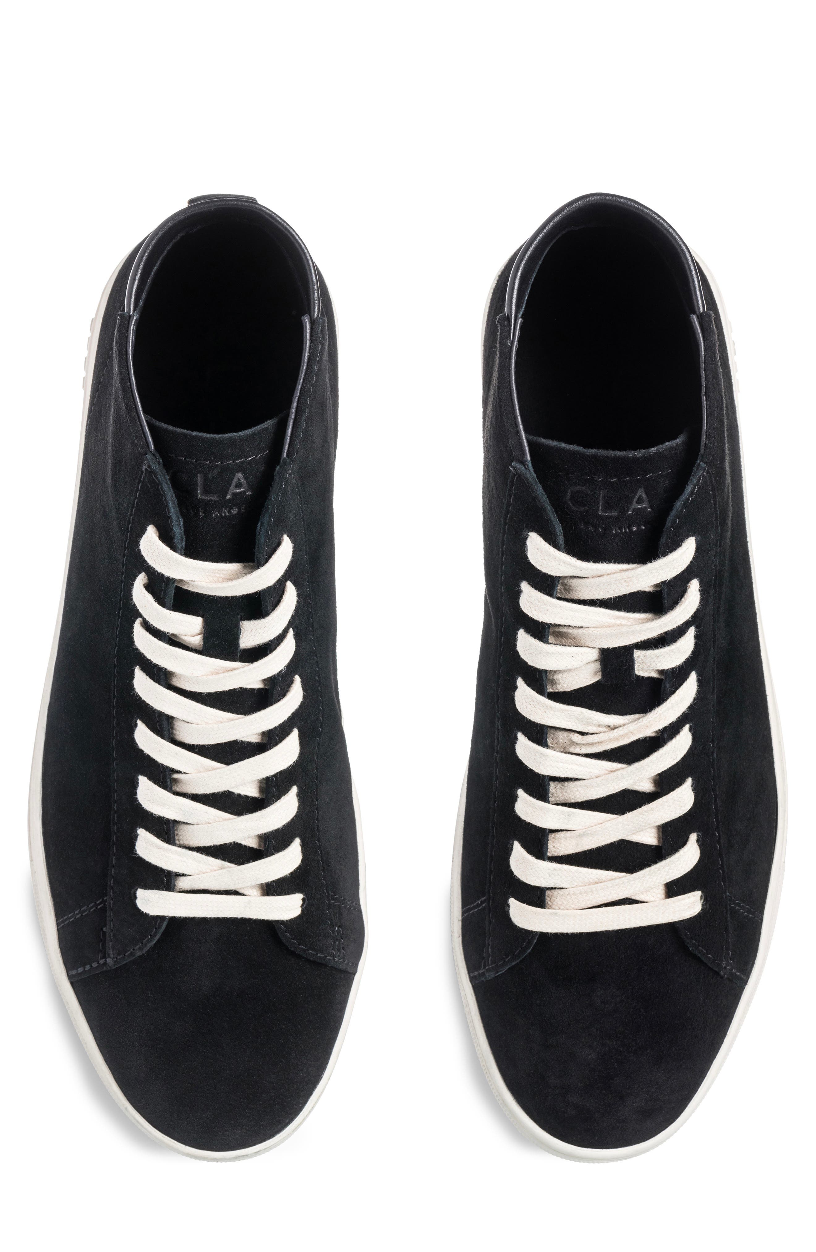 CLAE Bradley Leather Mid Top Sneaker, Alternate, color, Black Suede