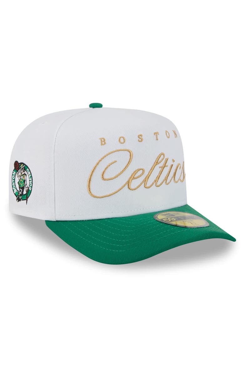New Era Men's New Era White/Kelly Green Boston Celtics 2025 NBA Draft A-Frame 59FIFTY Fitted Hat, Main, color, White