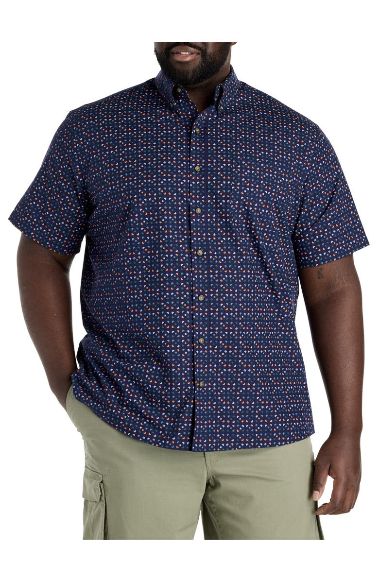 Harbor Bay by DXL Big & Tall Easy-Care Geometric Print Sport Shirt, Main, color, 