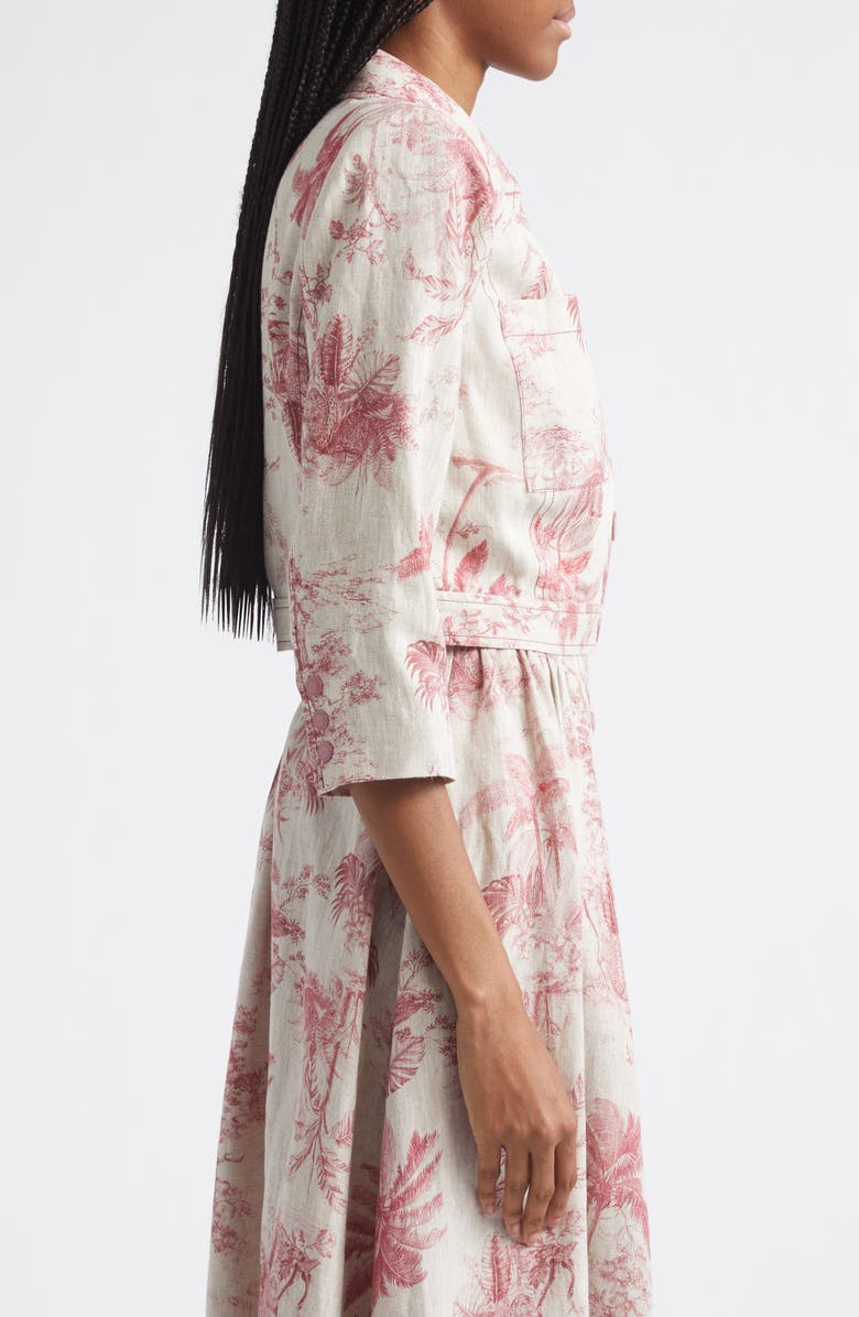 L'AGENCE Eda Jungle Toile Linen Jacket, Alternate, color, Tan Mlti Textured Jungle Toile