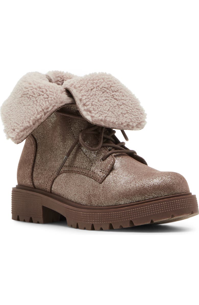 Steve Madden JGunner Fleece Collar Lace-Up Bootie, Main, color,