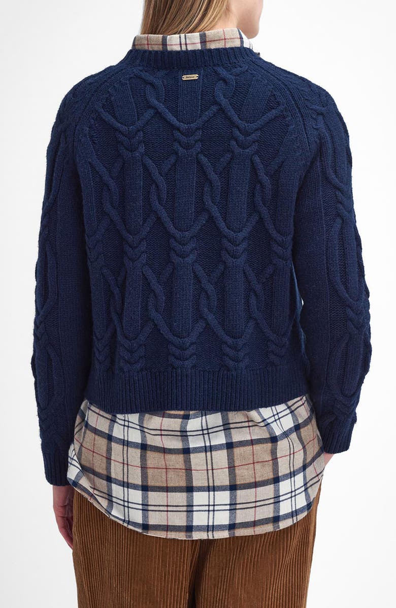 Barbour Elisha Cable-Knit Crew Neck Wool Blend Sweater, Alternate, color, Navy Blue