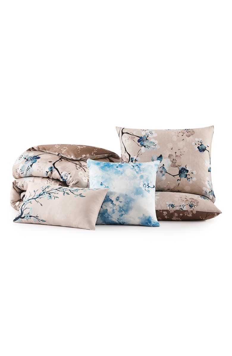 Bebejan Blue Blossom Reversible 5-Piece Comforter Set, Alternate, color, Brown