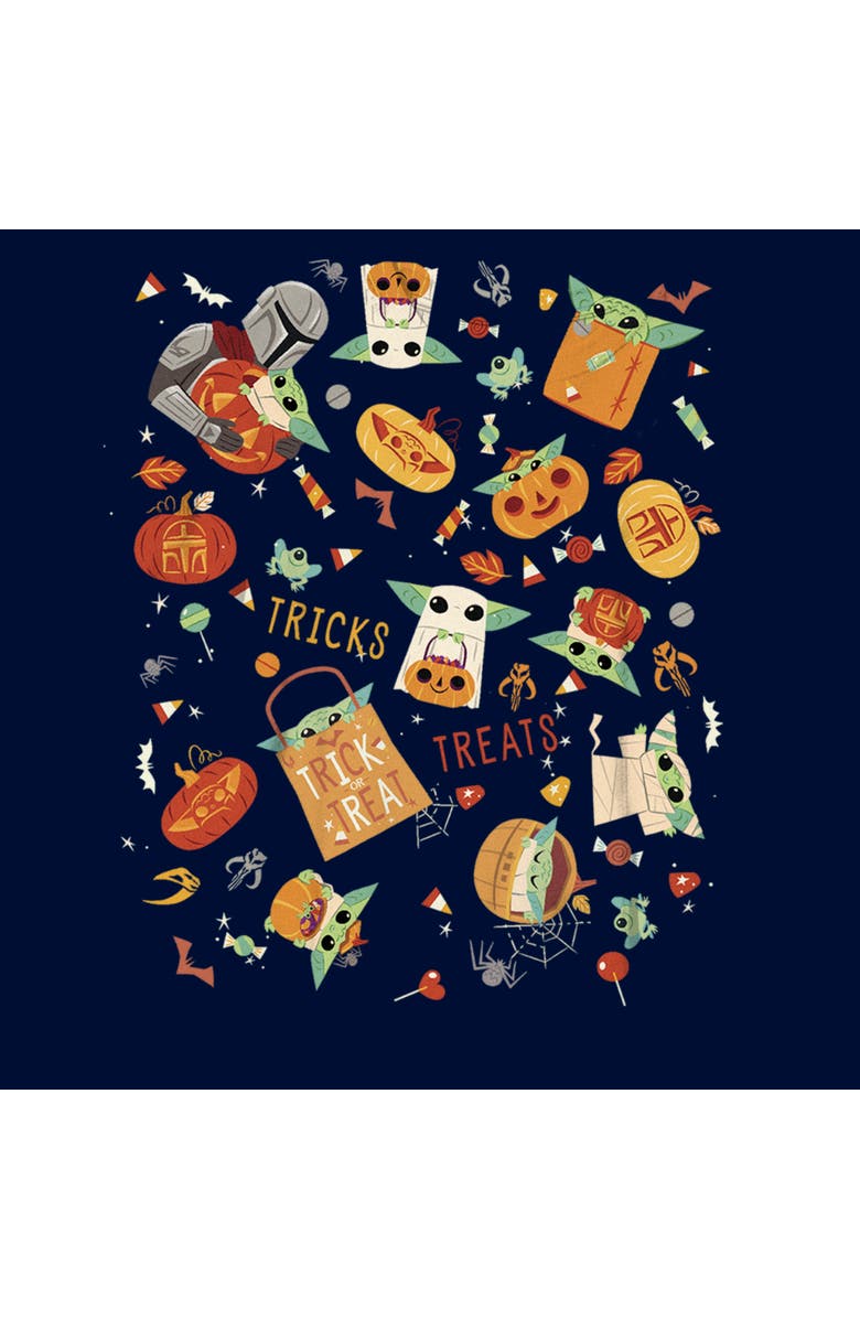 Star Wars: The Mandalorian Boy's Star Wars The Mandalorian Halloween Candy Collage  Graphic T-Shirt, Alternate, color, Navy Blue