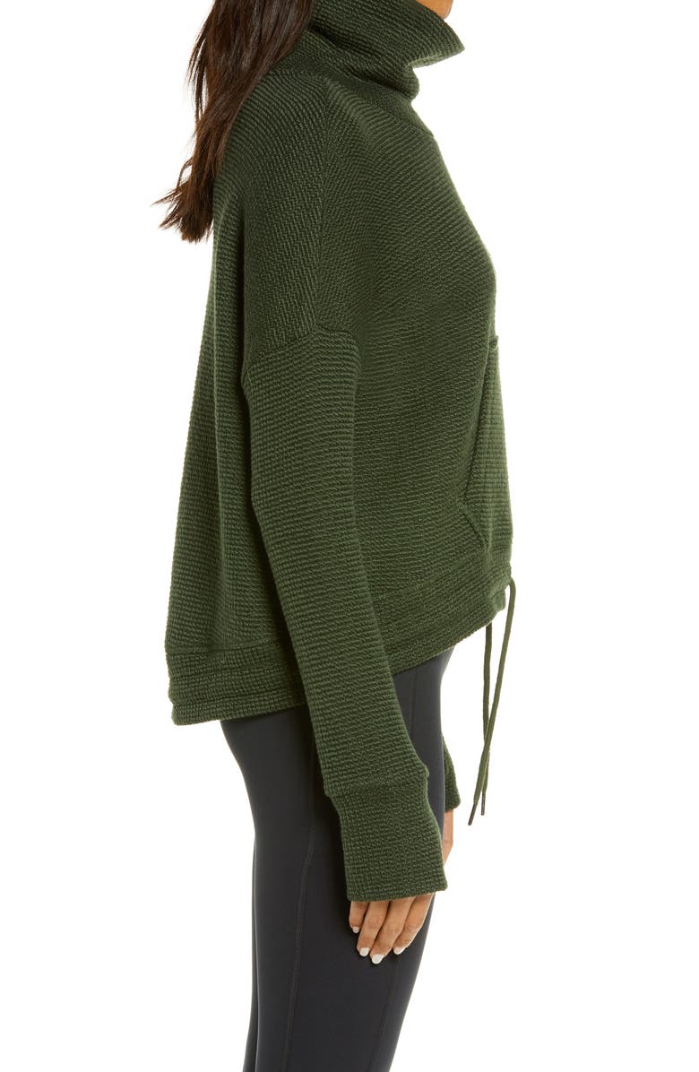 Sweaty Betty Bouclé Funnel Neck Sweatshirt, Alternate, color, Olive Green