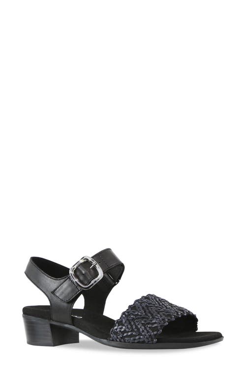 Munro Leeland Ankle Strap Sandal In Black Woven Combo