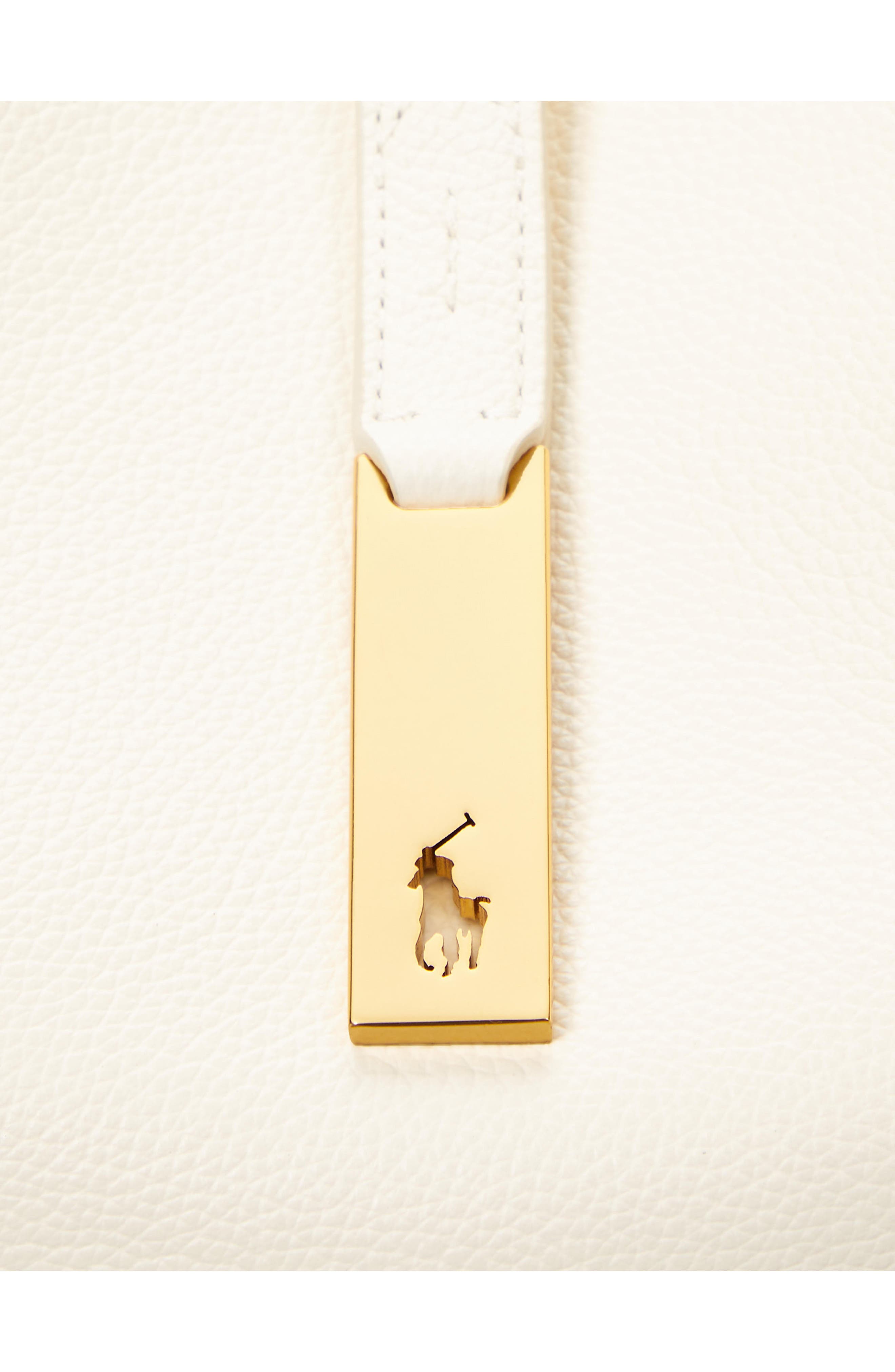 Polo Ralph Lauren Small Polo ID Leather Shoulder Bag, Alternate, color, Ivory