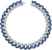 SHAY Blue Sapphire & Diamond Pavé 18K Gold Curb Chain Bracelet