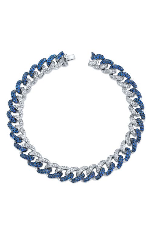 SHAY Blue Sapphire & Diamond Pavé 18K Gold Curb Chain Bracelet  product