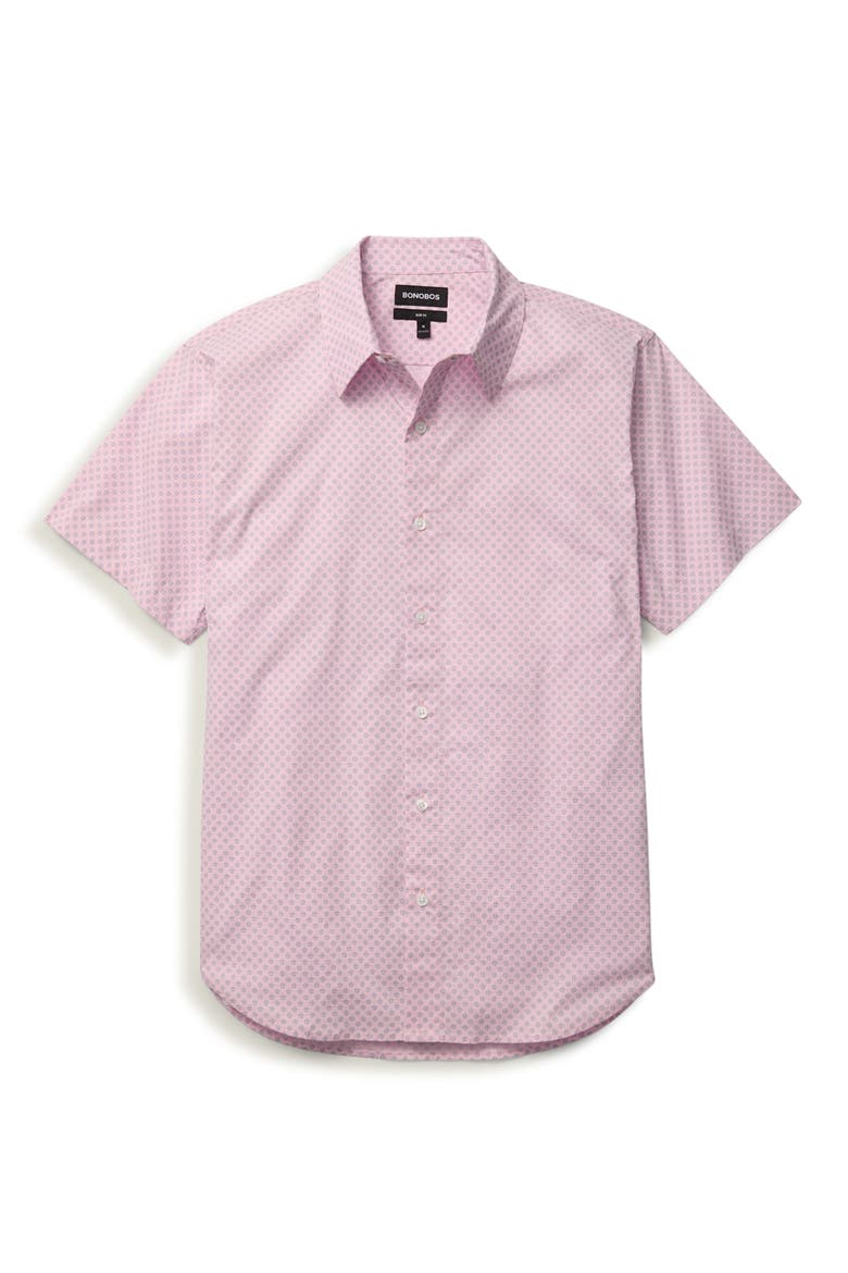 Seine Foulard Slim Fit Short Sleeve Button-Up Shirt, Alternate, color, PINK/ NAVY FOULARD