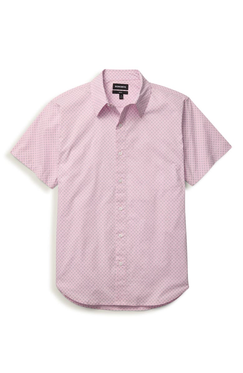 Bonobos Seine Foulard Slim Fit Short Sleeve Button-Up Shirt, Alternate, color, Pink/ Navy Foulard