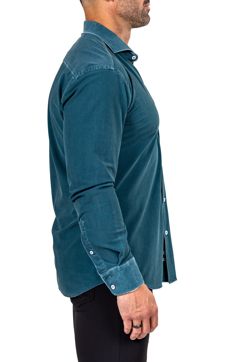 Maceoo Eins Marthy Contemporary Fit Button-Up Shirt, Alternate, color, Green