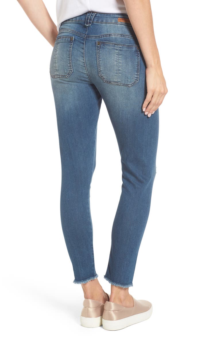 Seamless Distressed Skinny Jeans, Alternate, color, BLUE