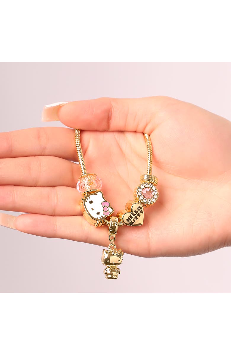Hello Kitty 7'' Fashion Charm Bead Bracelet, Alternate, color, Gold