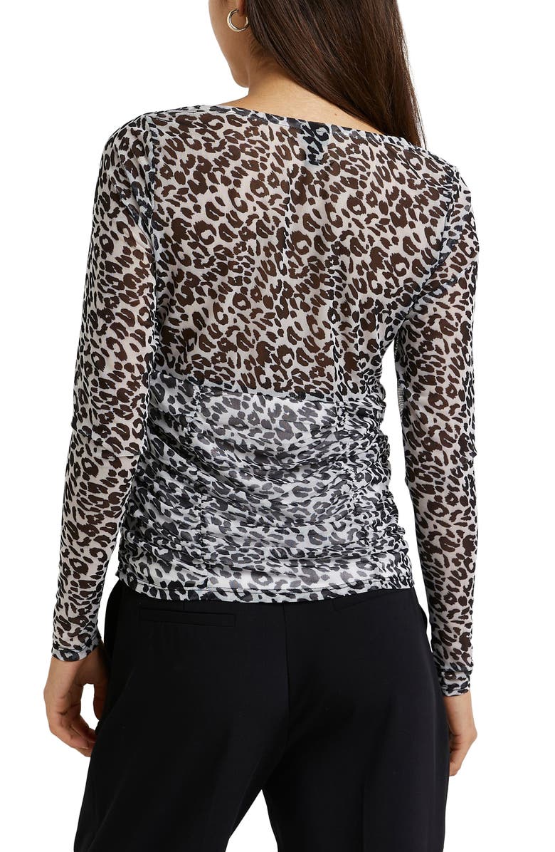 River Island Leopard Print Long Sleeve Mesh Top, Alternate, color, 