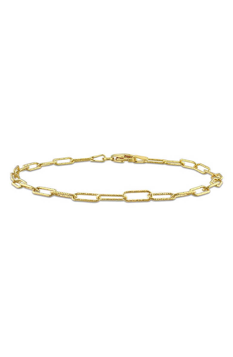 DELMAR 18K Yellow Gold Plated Sterling Silver Fancy Paperclip Chain Bracelet, Main, color, Gold