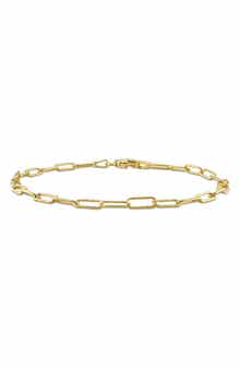 DELMAR 18K Yellow Gold Plated Sterling Silver Fancy Paperclip Chain Bracelet