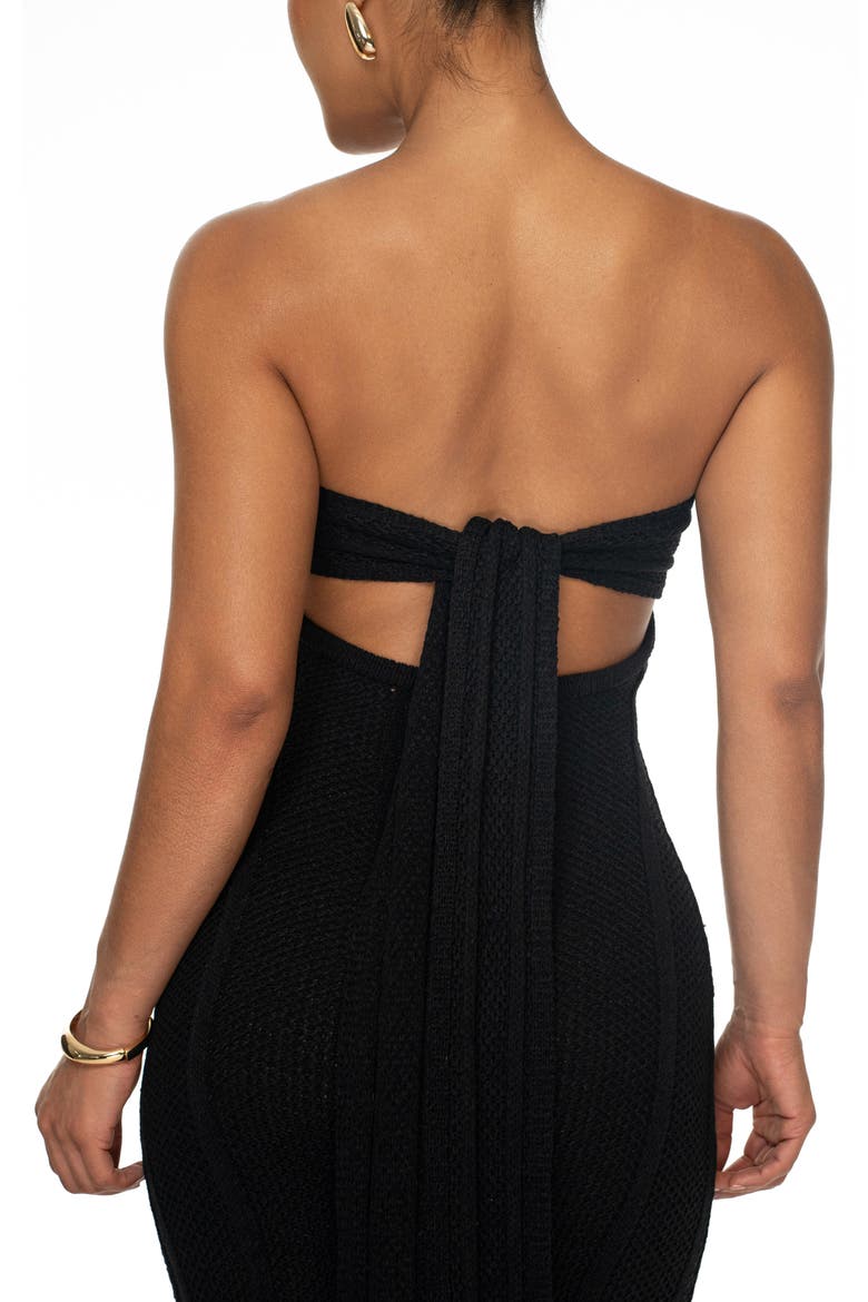 Blanca Strapless Knit Dress, Alternate, color, BLACK