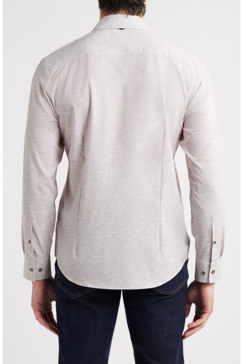 Trim Fit Mélange Performance Button-Up Shirt, Alternate, color, GREY