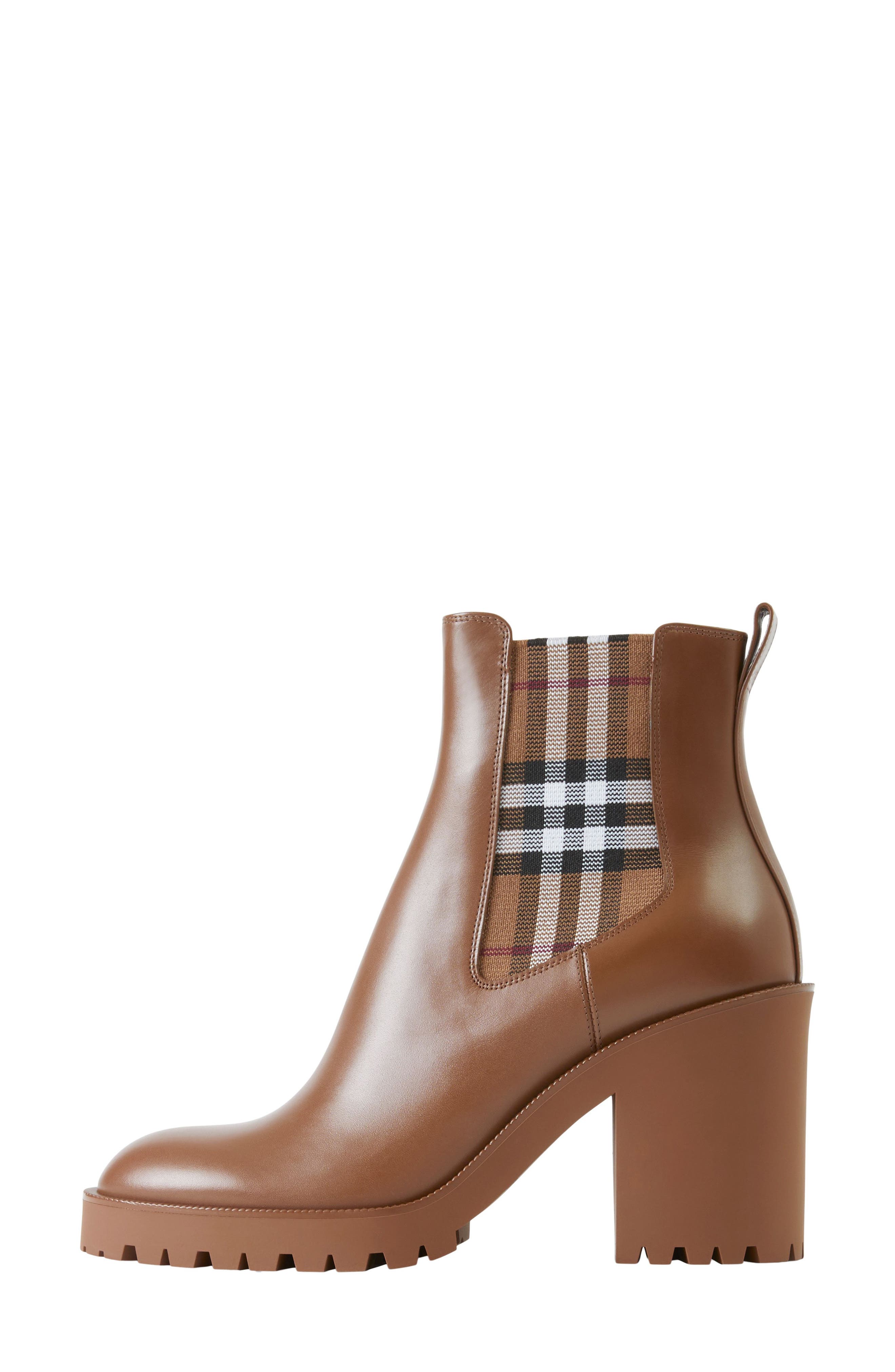 Allostock Check Block Heel Chelsea Boot, Alternate, color, DARK BIRCH BROWN