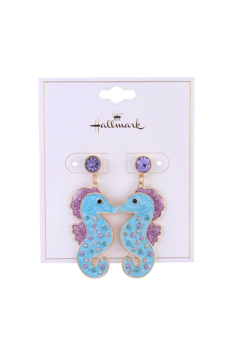 Blue Seahorse Earrings, Alternate, color, Blue
