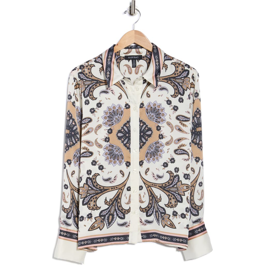 Ellen Tracy Placement Paisley Button-up Shirt In Multi