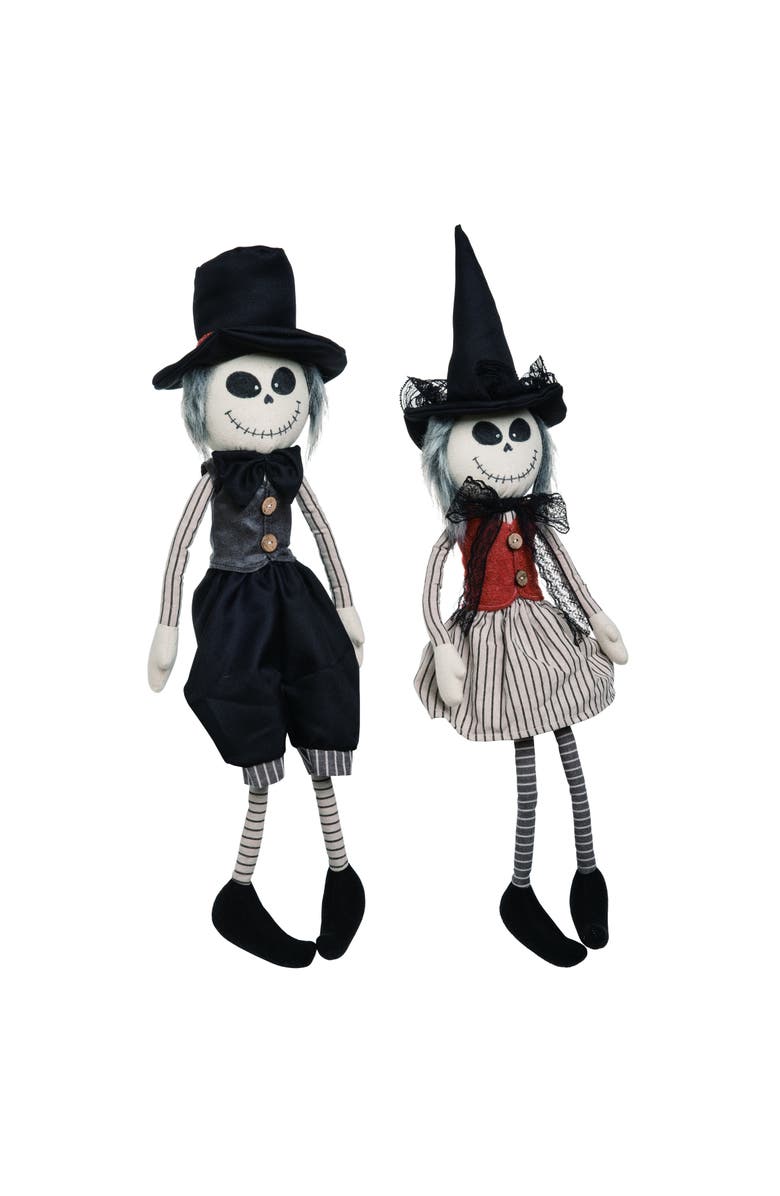 Transpac Vintage Skeleton Shelf Sitter Set of 2 Decorative Figurines, Main, color,