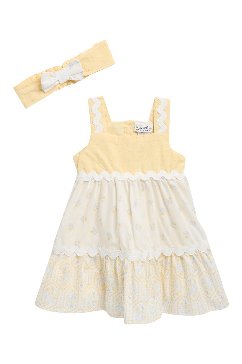 Kids' Tiered Clip Dot Dress Set, Main, color, ANISE FLOWER