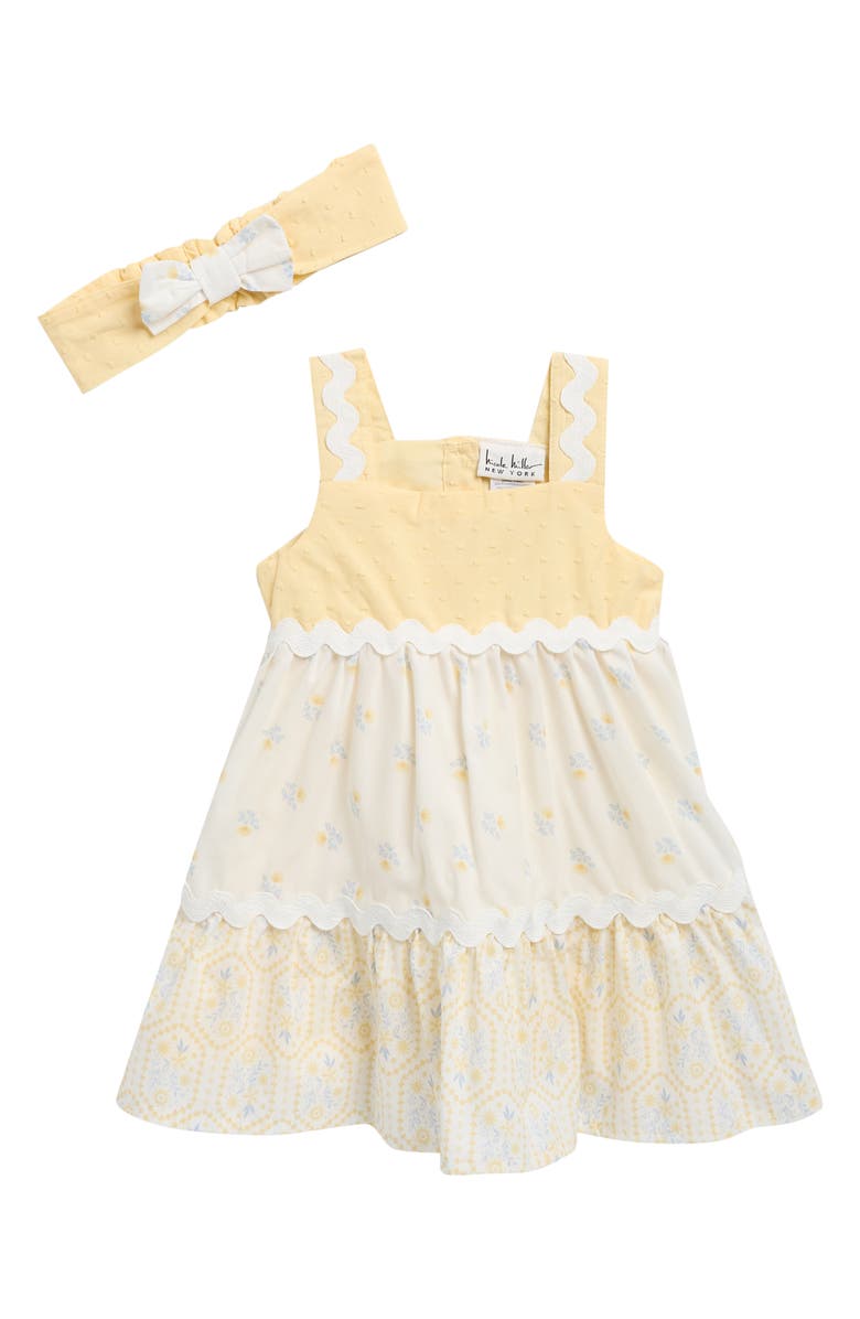 Nicole Miller Kids' Tiered Clip Dot Dress Set, Main, color, Anise Flower