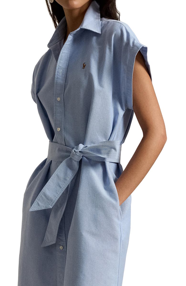Polo Ralph Lauren Belted Cotton Midi Oxford Shirtdress, Alternate, color, Blue