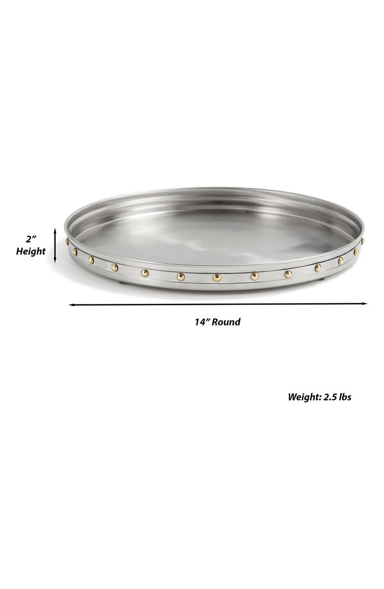 ROSELLI TRADING COMPANY Rivets Stainless Steel Serving Tray, Alternate, color, Silver