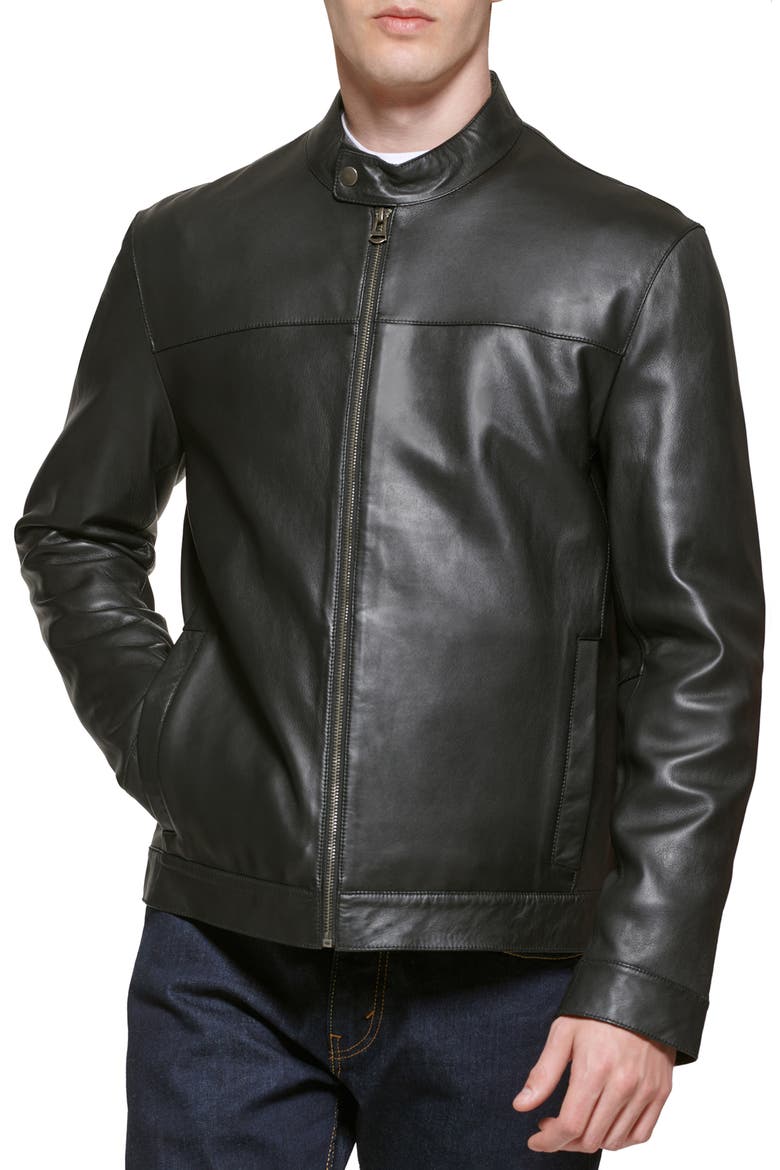 Bonded Leather Moto Jacket, Main, color, BLACK