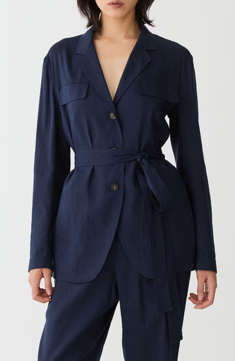 Belted Linen Blend Jacket
