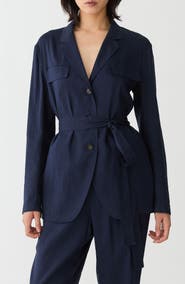 Lafayette 148 New York Belted Linen Blend Jacket