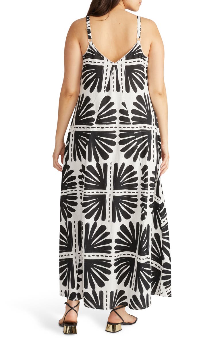 Universal Standard Kite Linen Blend Maxi Dress, Alternate, color, Ink Bloom Print