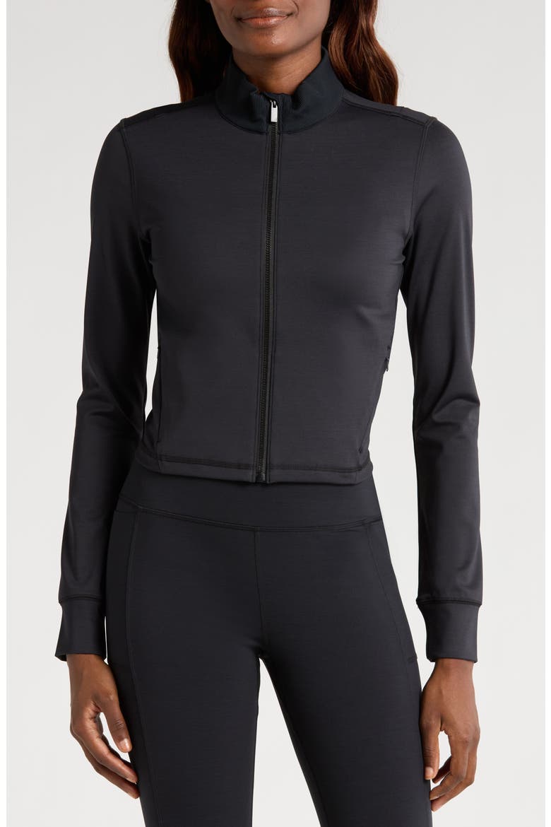 Moveknit Full Zip Crop Jacket, Alternate, color, HEATHER BLACK