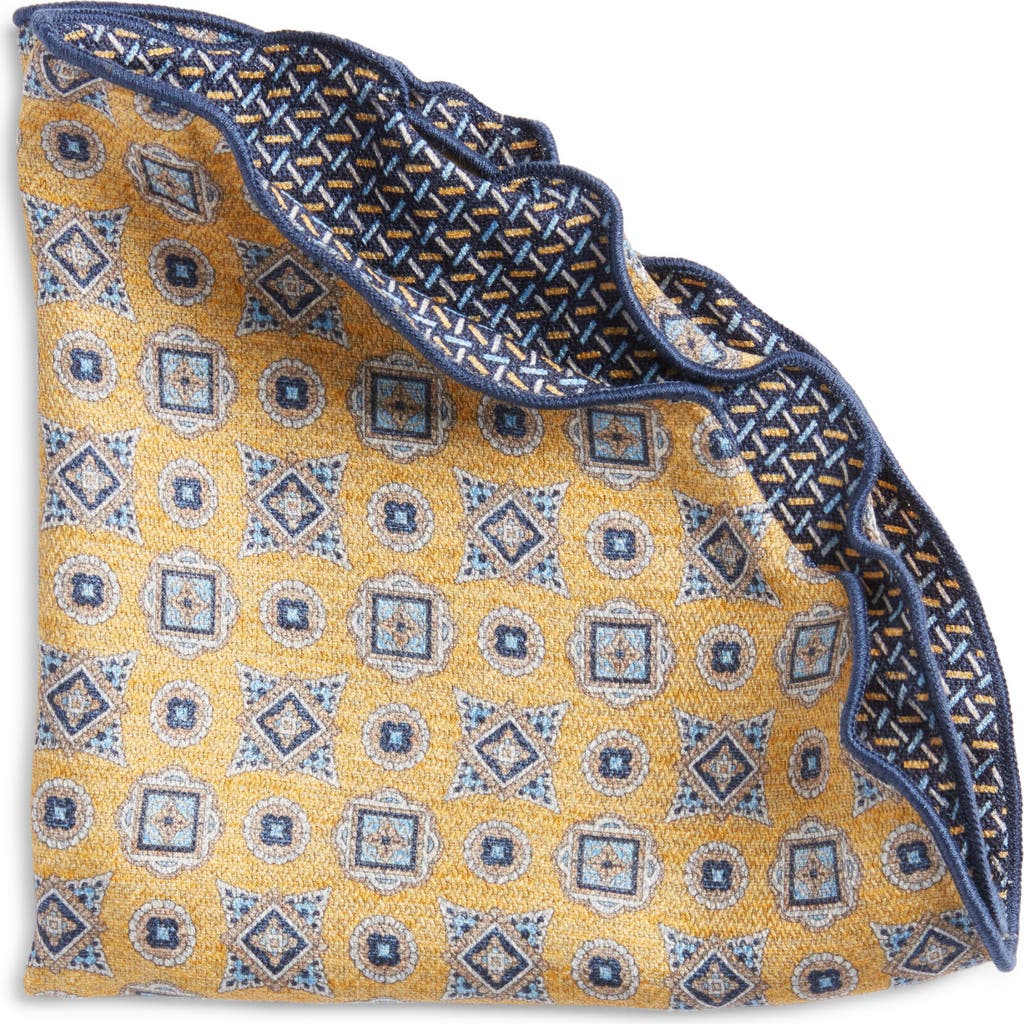 EDWARD ARMAH Foulard Links Reversible Silk Pocket Circle in Yellow