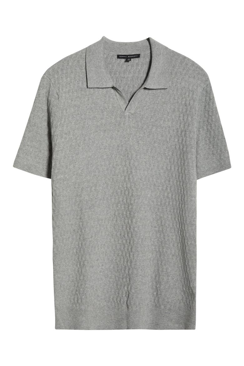 Rylan Johnny Collar Cotton Blend Polo Sweater, Alternate, color, GREY