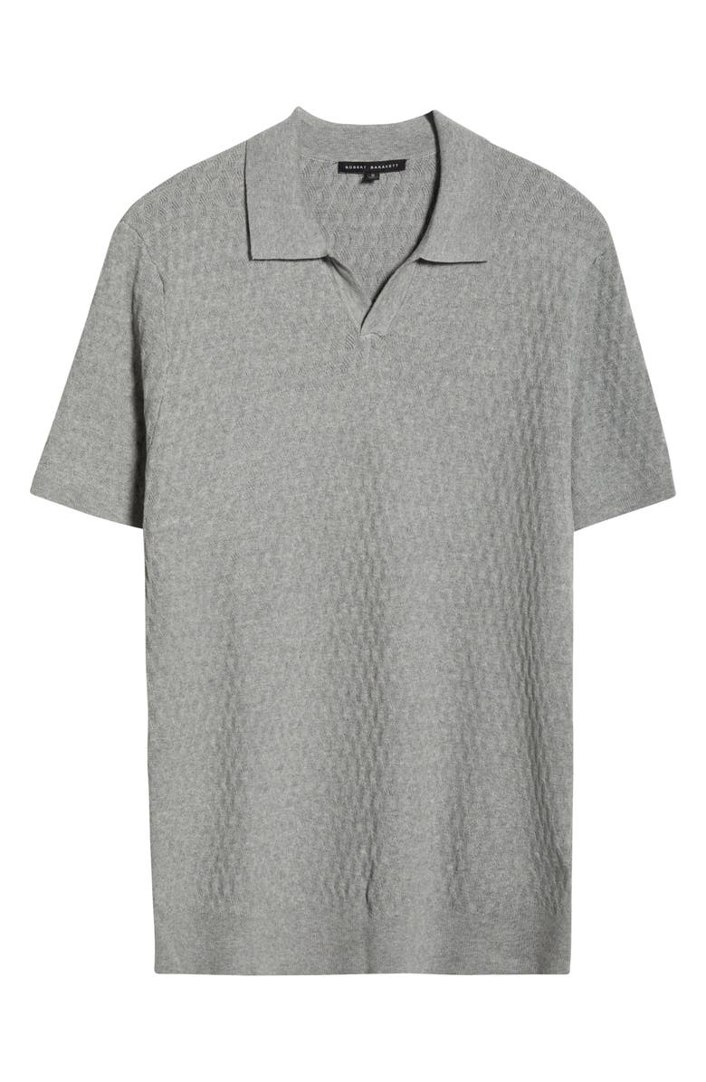 Robert Barakett Rylan Johnny Collar Cotton Blend Polo Sweater, Alternate, color, Grey