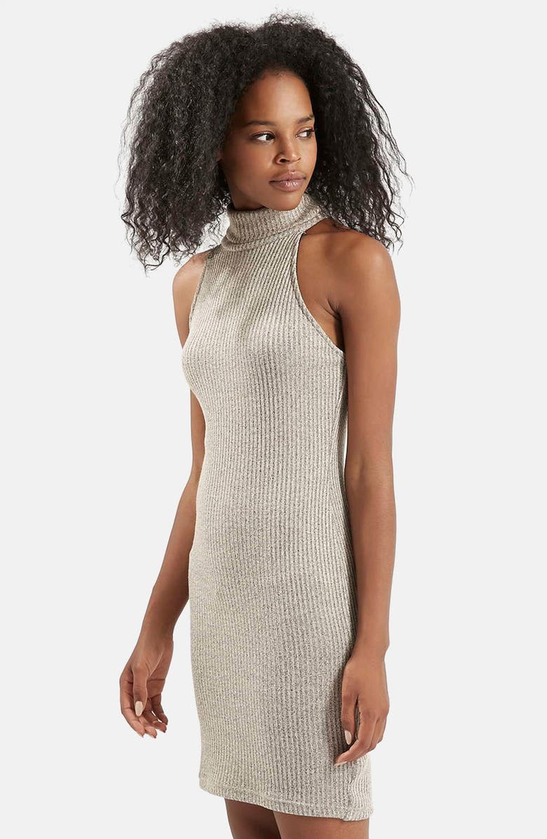Topshop Sleeveless Turtleneck Dress, Main, color, 