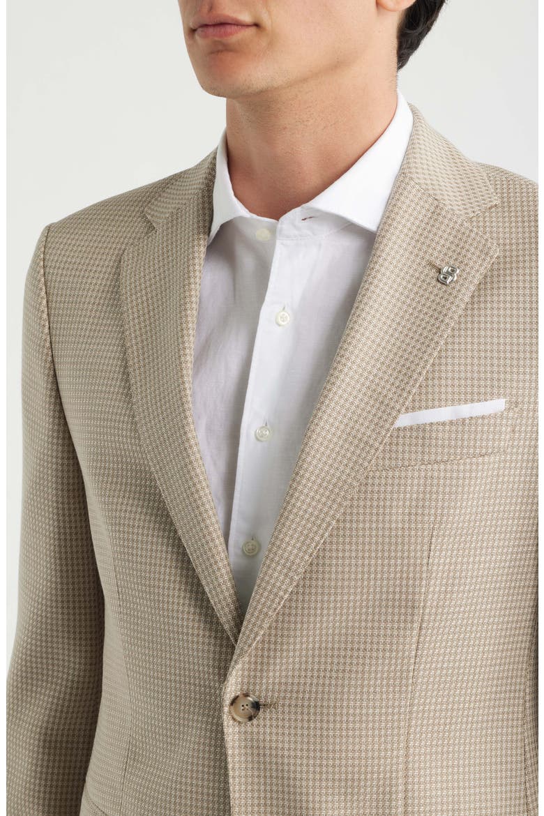 Hutson Slim Fit Light Light Purple Houndstooth Check Virgin Wool Sport Coat, Alternate, color, TAN