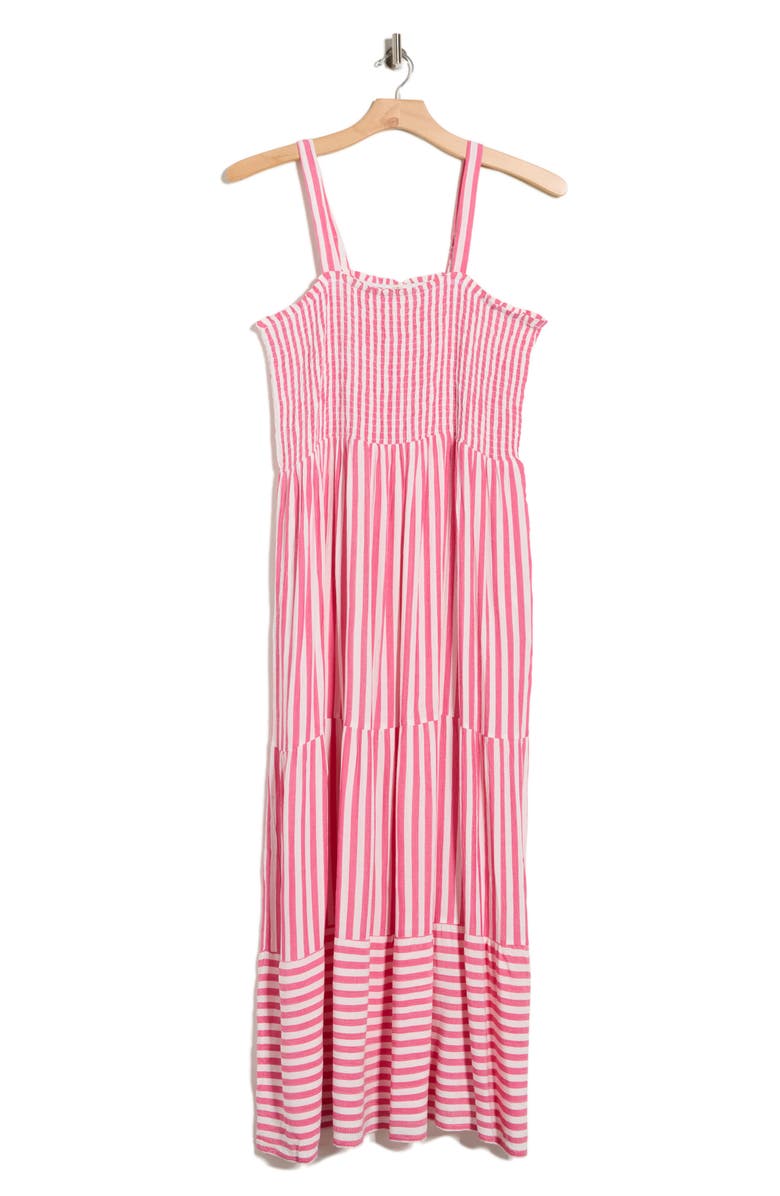 BOHO ME Stripe Tiered Cover-Up Maxi Dress, Main, color, Pink Stripe