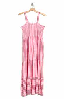 Stripe Tiered Cover-Up Maxi Dress