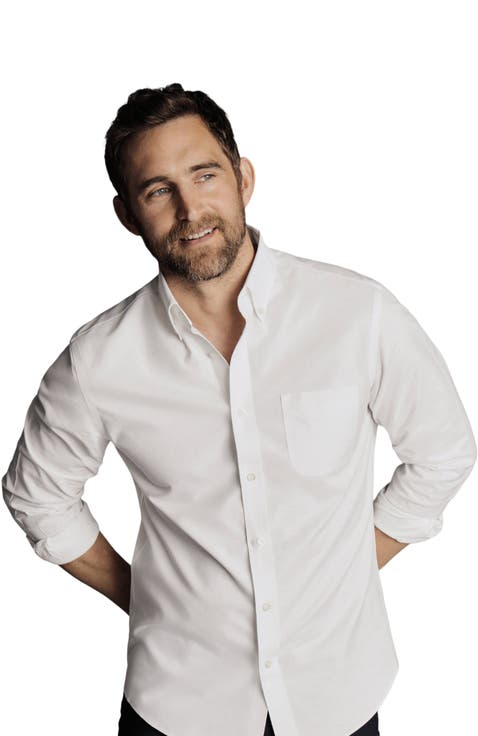 Slim Fit Button-Down Collar Non-Iron Stretch Oxford Shirt