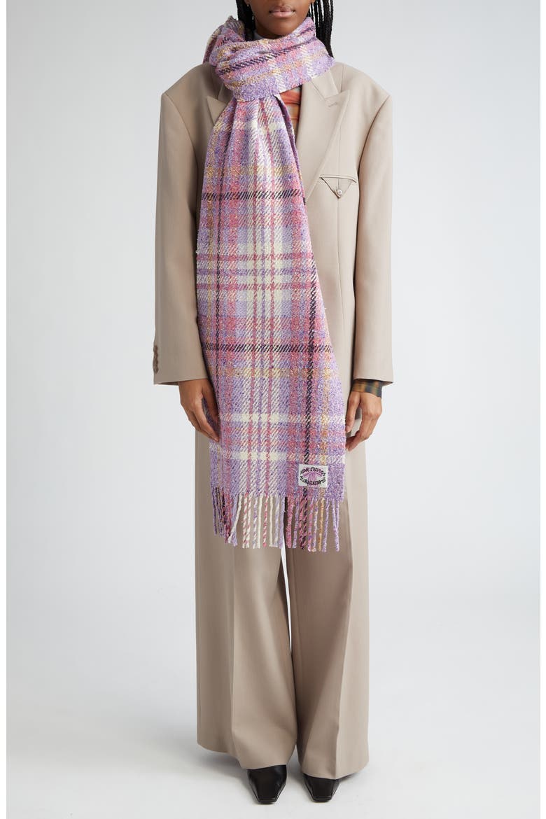 Volano Plaid Wool Blend Scarf, Alternate, color, VIOLET PURPLE