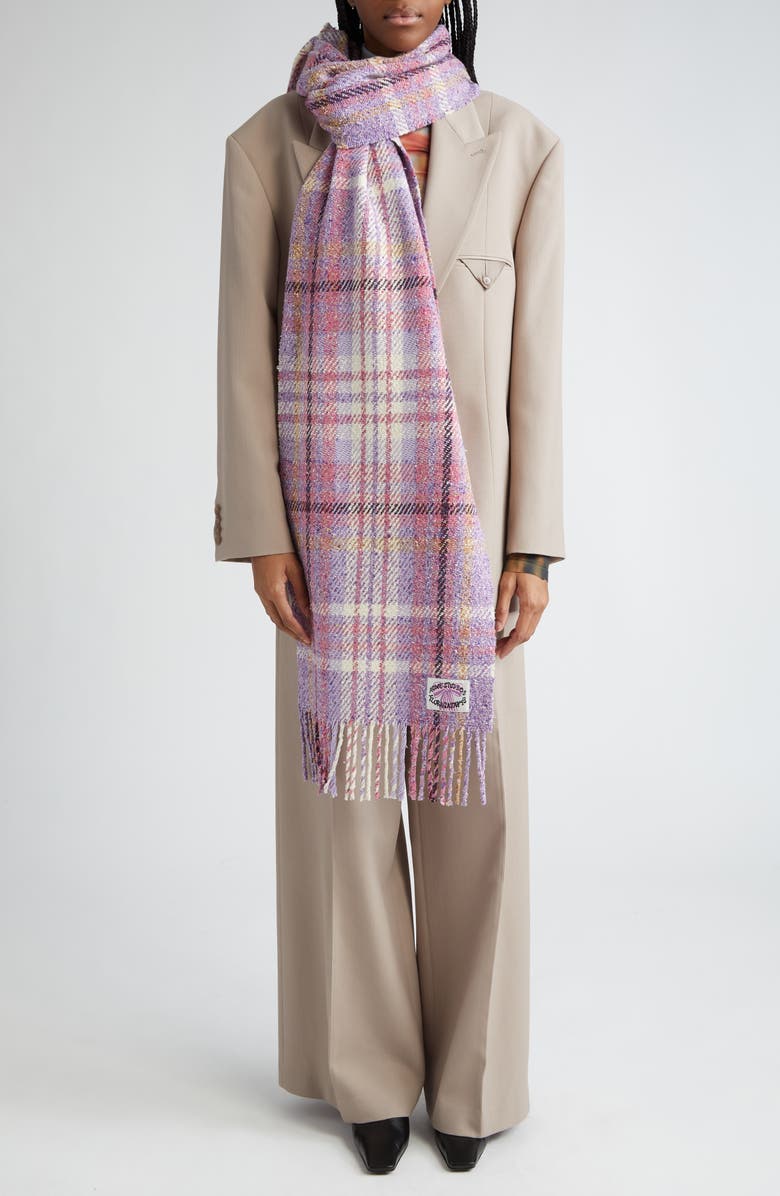 Acne Studios Volano Plaid Wool Blend Scarf, Alternate, color,