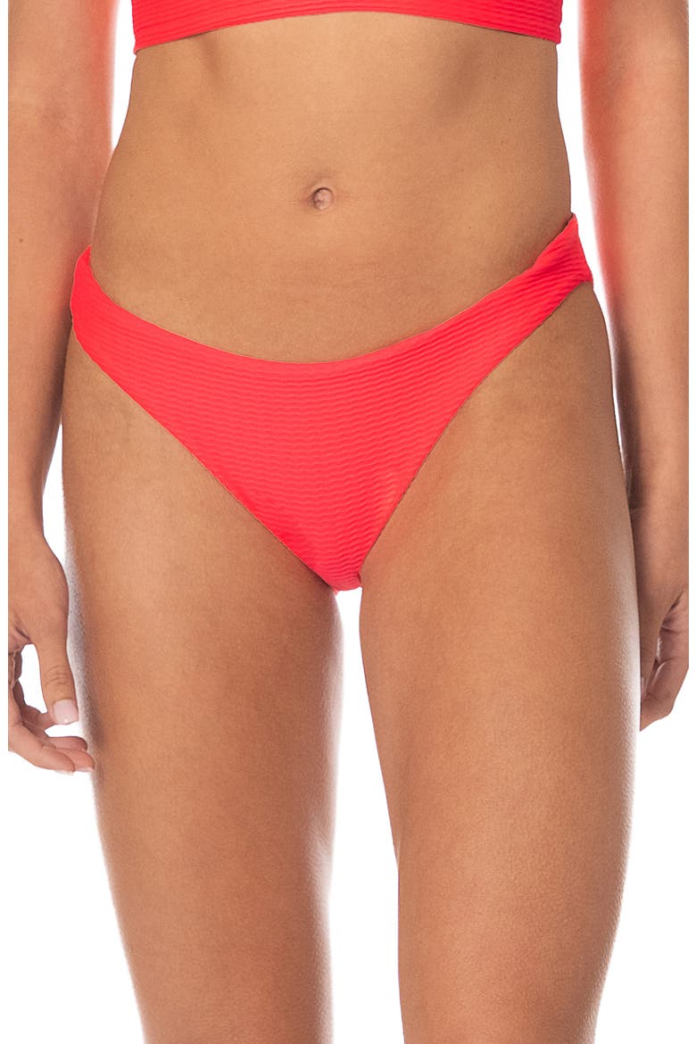 Sunset Punch Iconic Reversible Bikini Bottoms, Main, color, BRIGHT RED