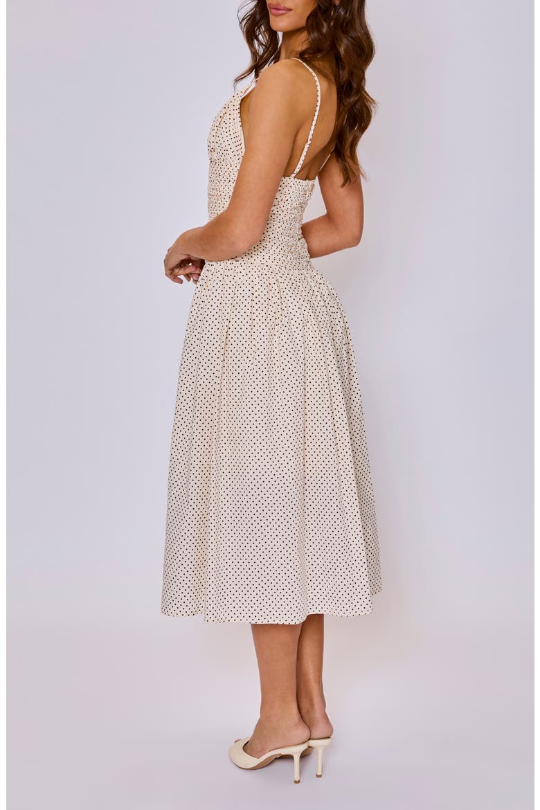 Laurel Dot Print Cotton Midi Dress, Alternate, color, CREAM BLACK
