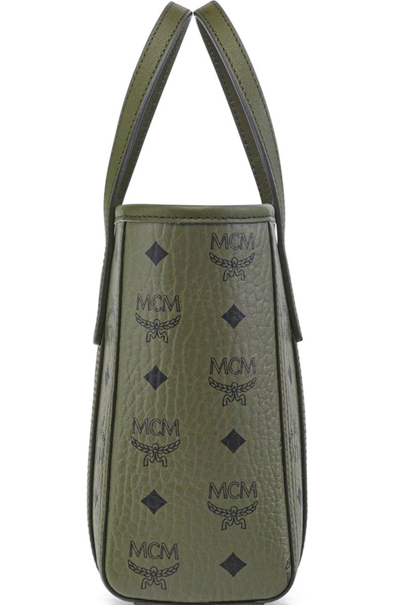 MCM Mini Toni Top-Zip Shopper in Visetos, Alternate, color, Green