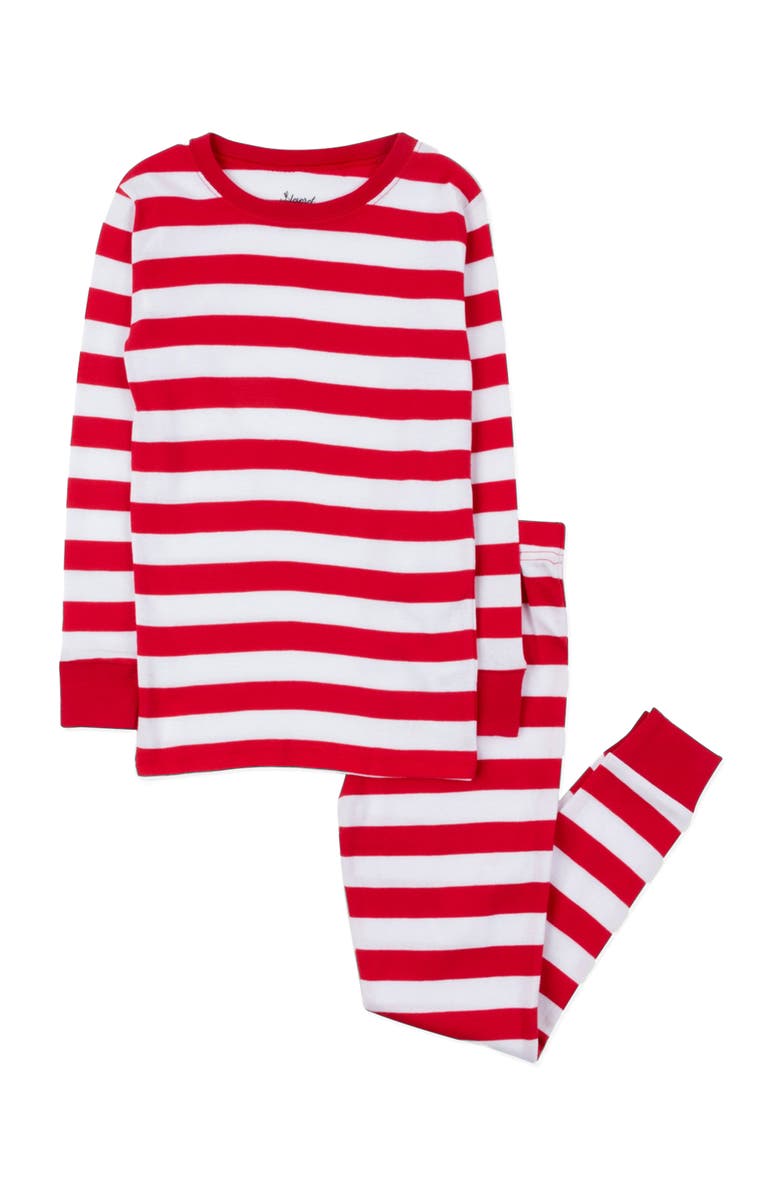 Leveret Two-Piece Striped Cotton Matching Family Holiday Pajamas, Main, color, Red & White